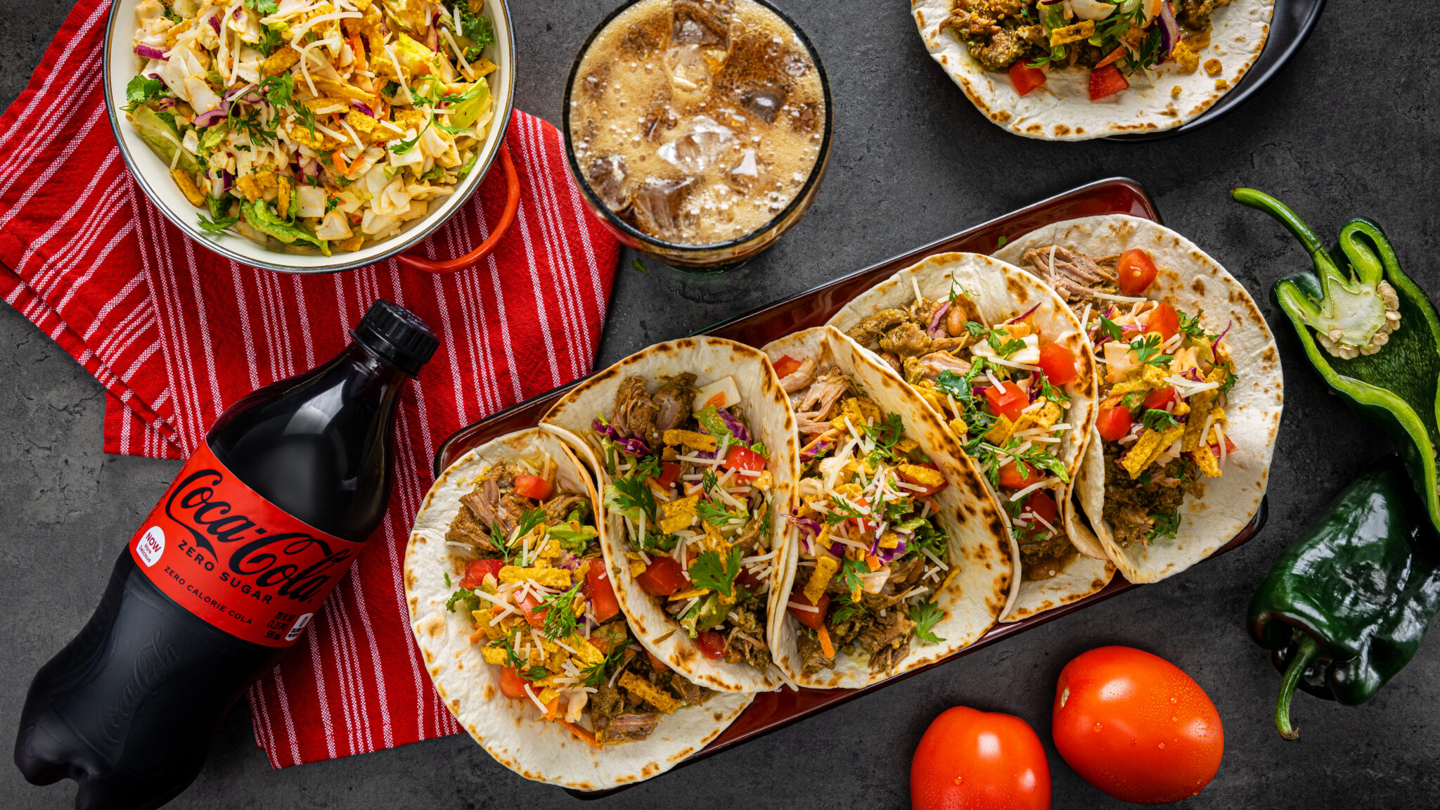 New MexicoStyle Slow Cooker Pulled PorkGreen Chile Tacos Coca Cola